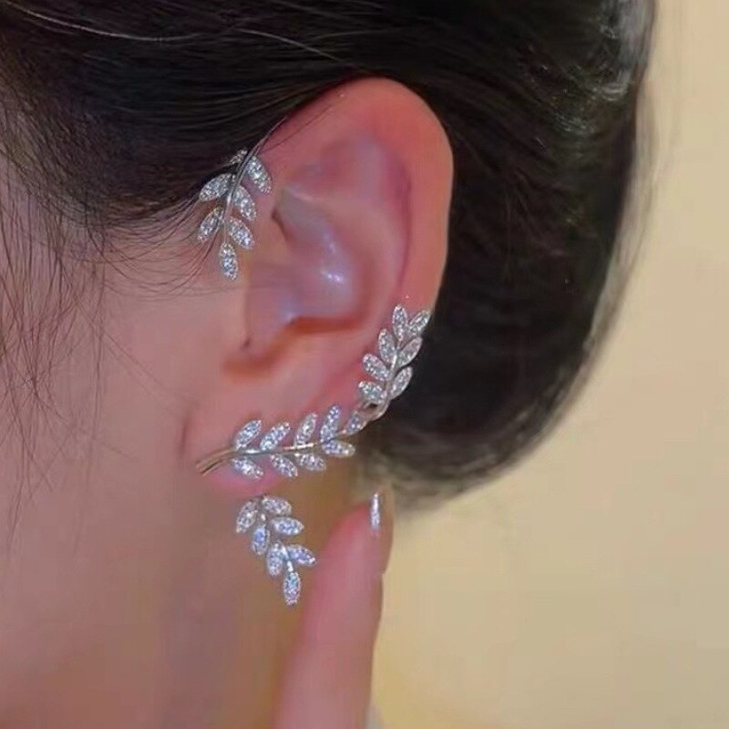 Kirykle Gold Silver Color Metal Butterfly EarClips Without Piercing For Women Sparkling Zircon Ear Cuff Earrings Wedding Jewelry