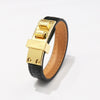 Kirykle Gold Tone Metal Clasp  Bracelet for Women Rock Punk Casual Leather Bracelet Style Jewelry Gilrfriend Gift