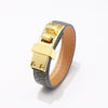 Kirykle Gold Tone Metal Clasp  Bracelet for Women Rock Punk Casual Leather Bracelet Style Jewelry Gilrfriend Gift