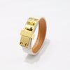 Kirykle Gold Tone Metal Clasp  Bracelet for Women Rock Punk Casual Leather Bracelet Style Jewelry Gilrfriend Gift