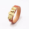 Kirykle Gold Tone Metal Clasp  Bracelet for Women Rock Punk Casual Leather Bracelet Style Jewelry Gilrfriend Gift