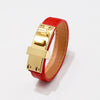 Kirykle Gold Tone Metal Clasp  Bracelet for Women Rock Punk Casual Leather Bracelet Style Jewelry Gilrfriend Gift