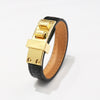 Kirykle Gold Tone Metal Clasp  Bracelet for Women Rock Punk Casual Leather Bracelet Style Jewelry Gilrfriend Gift