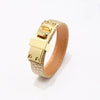 Kirykle Gold Tone Metal Clasp  Bracelet for Women Rock Punk Casual Leather Bracelet Style Jewelry Gilrfriend Gift