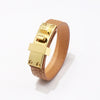 Kirykle Gold Tone Metal Clasp  Bracelet for Women Rock Punk Casual Leather Bracelet Style Jewelry Gilrfriend Gift
