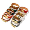 Kirykle Gold Tone Metal Clasp  Bracelet for Women Rock Punk Casual Leather Bracelet Style Jewelry Gilrfriend Gift
