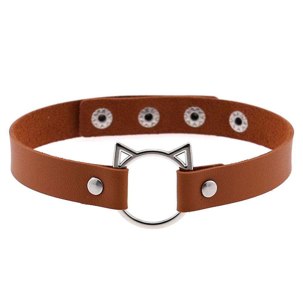 Kirykle Halloween Cat Decor Sexy Leather Choker Necklace Women Turkish Festival Rave Jewelry Punk Gothic Necklace