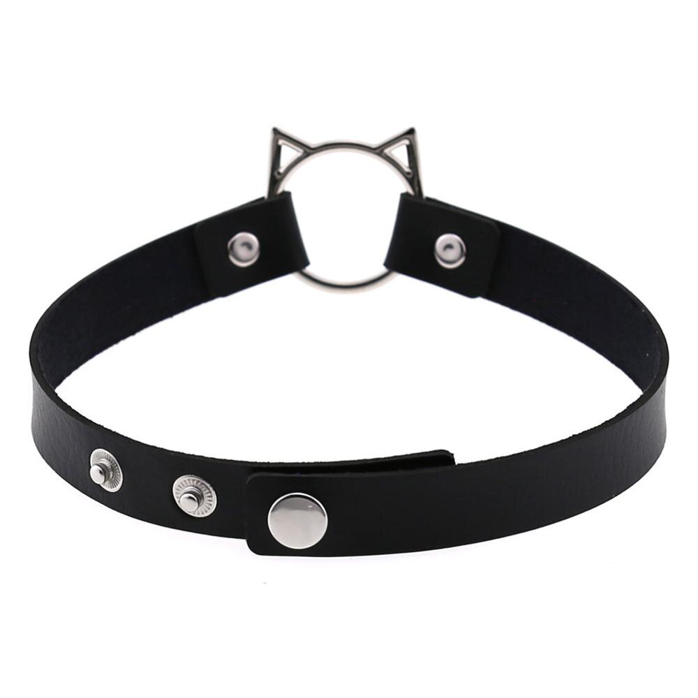 Kirykle Halloween Cat Decor Sexy Leather Choker Necklace Women Turkish Festival Rave Jewelry Punk Gothic Necklace