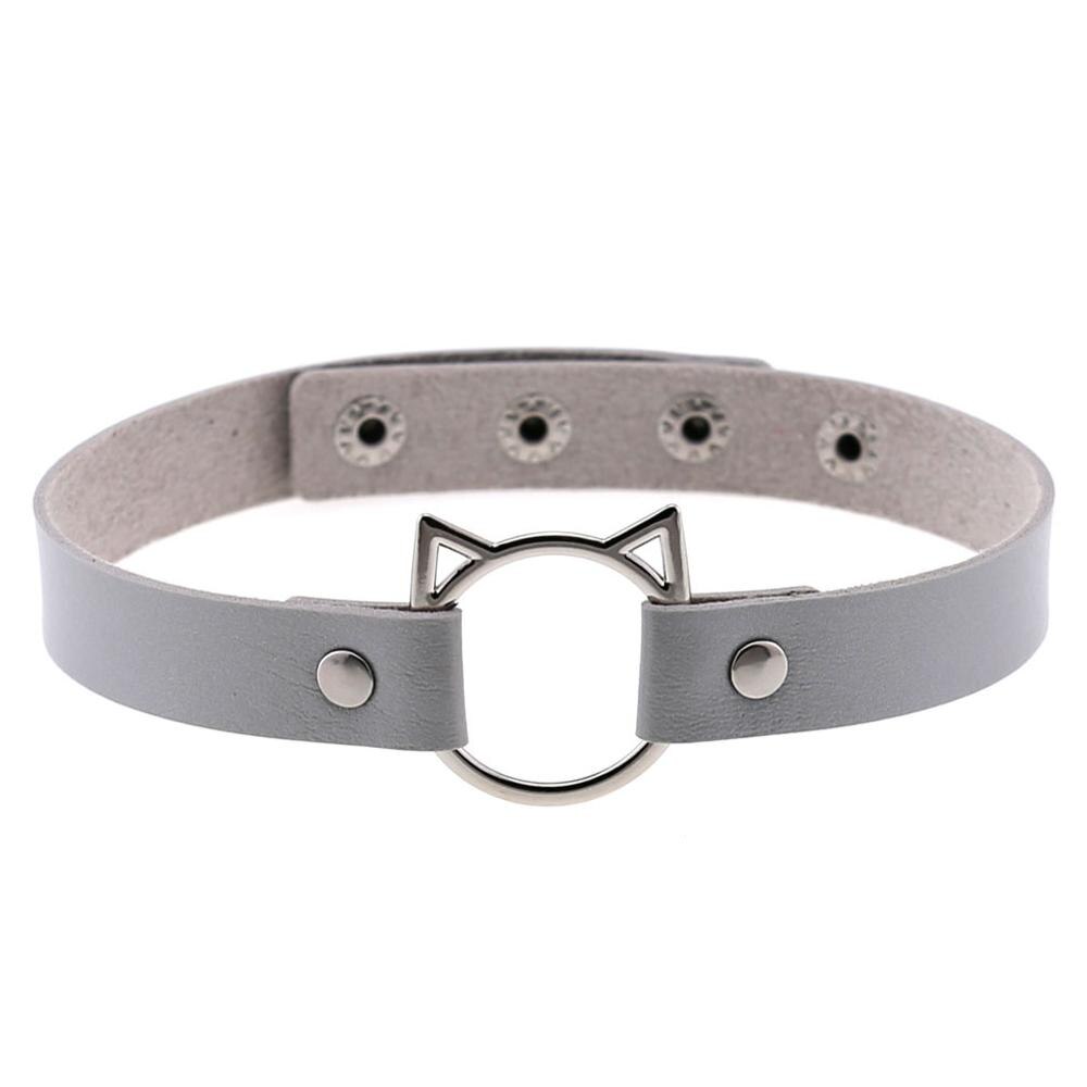 Kirykle Halloween Cat Decor Sexy Leather Choker Necklace Women Turkish Festival Rave Jewelry Punk Gothic Necklace