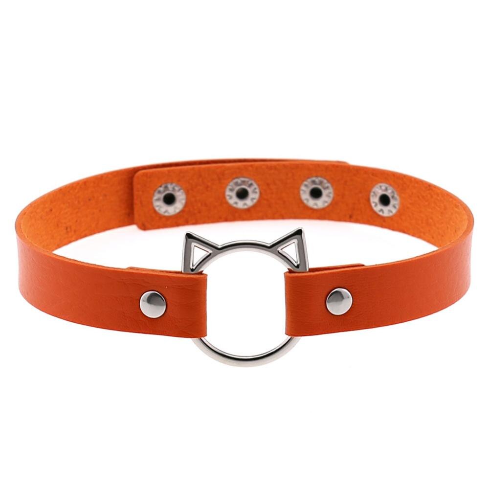 Kirykle Halloween Cat Decor Sexy Leather Choker Necklace Women Turkish Festival Rave Jewelry Punk Gothic Necklace