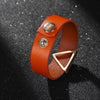 Kirykle Women Bracelet Gold Copper Hollow Triangle Bangles Orange Leather Bracelet Geometric  Jewelry Gifts
