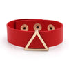 Kirykle Women Bracelet Gold Copper Hollow Triangle Bangles Orange Leather Bracelet Geometric  Jewelry Gifts