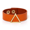Kirykle Women Bracelet Gold Copper Hollow Triangle Bangles Orange Leather Bracelet Geometric  Jewelry Gifts