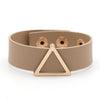 Kirykle Women Bracelet Gold Copper Hollow Triangle Bangles Orange Leather Bracelet Geometric  Jewelry Gifts
