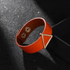 Kirykle Women Bracelet Gold Copper Hollow Triangle Bangles Orange Leather Bracelet Geometric  Jewelry Gifts
