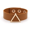 Kirykle Women Bracelet Gold Copper Hollow Triangle Bangles Orange Leather Bracelet Geometric  Jewelry Gifts
