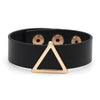 Kirykle Women Bracelet Gold Copper Hollow Triangle Bangles Orange Leather Bracelet Geometric  Jewelry Gifts