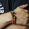 Kirykle  black hook bracelet male Two black leather bracelets friendship bracelet male and female jewelry