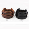 Kirykle Hollow Double Wide Leather Bracelets For Women Men Female Braid Rope Adjustable Bracelet PUNK Pulseira Jewelry Party Gif