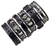 Kirykle Hollow Double Wide Leather Bracelets For Women Men Female Braid Rope Adjustable Bracelet PUNK Pulseira Jewelry Party Gif