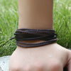 Kirykle sell 100% hand-woven Jewelry Wrap multilayer Leather Braided Rope Wristband men bracelets bangles for wome