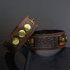 Kirykle Leather Bracelet for Men Women Design Genuine Leather Cuff Bracelets Brown Punk Style boy Girl Bracelet