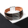 Kirykle Leather Bracelets for Women Metal Pipe Metal Bracelets &amp; Bangles Retro Boho Multilayer Wrap Wide Bracelet Femme Jewelry