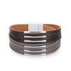 Kirykle Leather Bracelets for Women Metal Pipe Metal Bracelets &amp; Bangles Retro Boho Multilayer Wrap Wide Bracelet Femme Jewelry