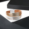 Kirykle Leather Bracelets for Women Metal Pipe Metal Bracelets &amp; Bangles Retro Boho Multilayer Wrap Wide Bracelet Femme Jewelry