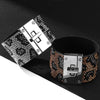 Kirykle Leopard Grain Rhinestone Wide Leather Bracelets Bangles for Women Girls Handmade Female Charms Cuff Bracelet Wristband