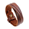 Kirykle Male Cow Leather Bracelets Biker Jewelry Men's Bracelet Retro Wristband Bangles Man Jewelry Alloy Buckle  Adjustable