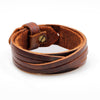 Kirykle Male Cow Leather Bracelets Biker Jewelry Men's Bracelet Retro Wristband Bangles Man Jewelry Alloy Buckle  Adjustable
