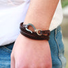 Kirykle Men And Women Vintage Hooks Multilayer Wrap bracelet Leather Charm Bracelets Bangles Jewelry Accessories