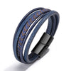 Kirykle Men Bracelet  Black Magnet Bangles Male Blue Leather Bracelet Braided Multilayer Punk Jewelry Gifts