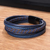 Kirykle Men Bracelet  Black Magnet Bangles Male Blue Leather Bracelet Braided Multilayer Punk Jewelry Gifts