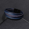 Kirykle Men Bracelet  Black Magnet Bangles Male Blue Leather Bracelet Braided Multilayer Punk Jewelry Gifts