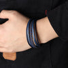 Kirykle Men Bracelet  Black Magnet Bangles Male Blue Leather Bracelet Braided Multilayer Punk Jewelry Gifts