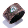 Kirykle Men Brown Black Vintage Genuine Leather Bangles Wide Leather Bracelet For Women Bracelet Cell Shape Punk Charm Jewelry