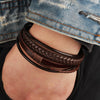 Kirykle Men's Braided Leather Bracelets Armband Heren In Black Brown Color with Magnetic Elegent Bracelet for Man Charm Bracelet