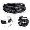 Kirykle Men's Braided Leather Bracelets Armband Heren In Black Brown Color with Magnetic Elegent Bracelet for Man Charm Bracelet
