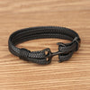 Kirykle Men's Titanium Steel Bracelet  Black Personality Leather Woven Anchor Leather Bracelet Rope Bracelet for Men