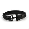 Kirykle Men's Titanium Steel Bracelet  Black Personality Leather Woven Anchor Leather Bracelet Rope Bracelet for Men