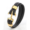 Kirykle Men's Titanium Steel Bracelet  Black Personality Leather Woven Anchor Leather Bracelet Rope Bracelet for Men