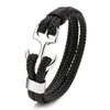 Kirykle Men's Titanium Steel Bracelet  Black Personality Leather Woven Anchor Leather Bracelet Rope Bracelet for Men