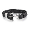 Kirykle Men's Titanium Steel Bracelet  Black Personality Leather Woven Anchor Leather Bracelet Rope Bracelet for Men
