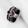 Kirykle Metal Heart Charm Quartz Accessory Multi Strands Leather Braided Style Bracelet For Women