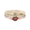 Kirykle Multi Strands Leather Bracelet Rinestone Accessory Lips Star Stylish Bracelet For Women