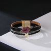Kirykle Multi Strands Leather Bracelet Rinestone Accessory Lips Star Stylish Bracelet For Women