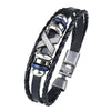 Kirykle Multilayer Bracelet Men Casual Braided Leather Bracelets For Women Wood Bead Bracelet Punk Rock Men Jewelry