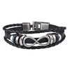 Kirykle Multilayer Bracelet Men Casual Braided Leather Bracelets For Women Wood Bead Bracelet Punk Rock Men Jewelry